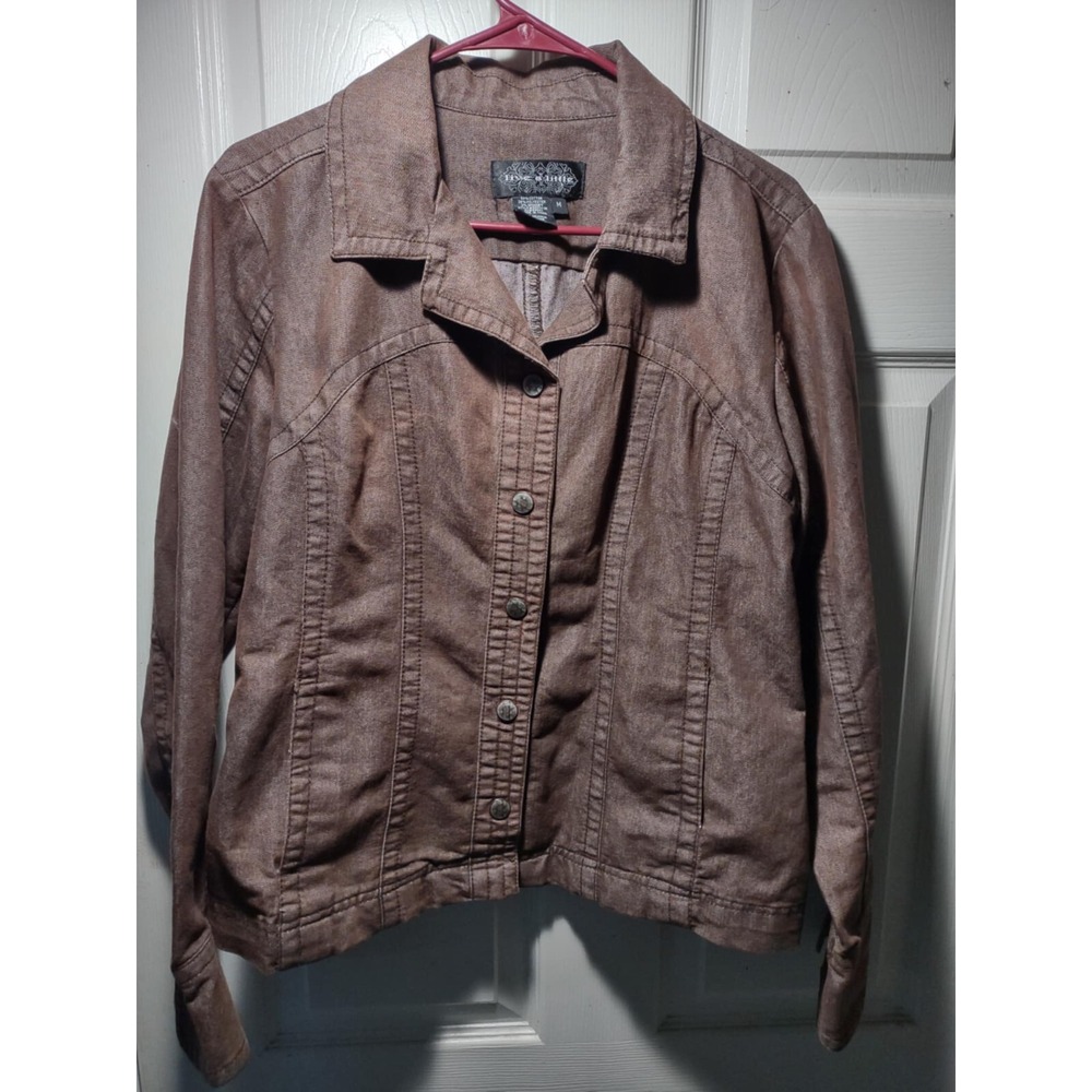 LAL‎ Live A Little BROWN Button Up Denim Jacket H29